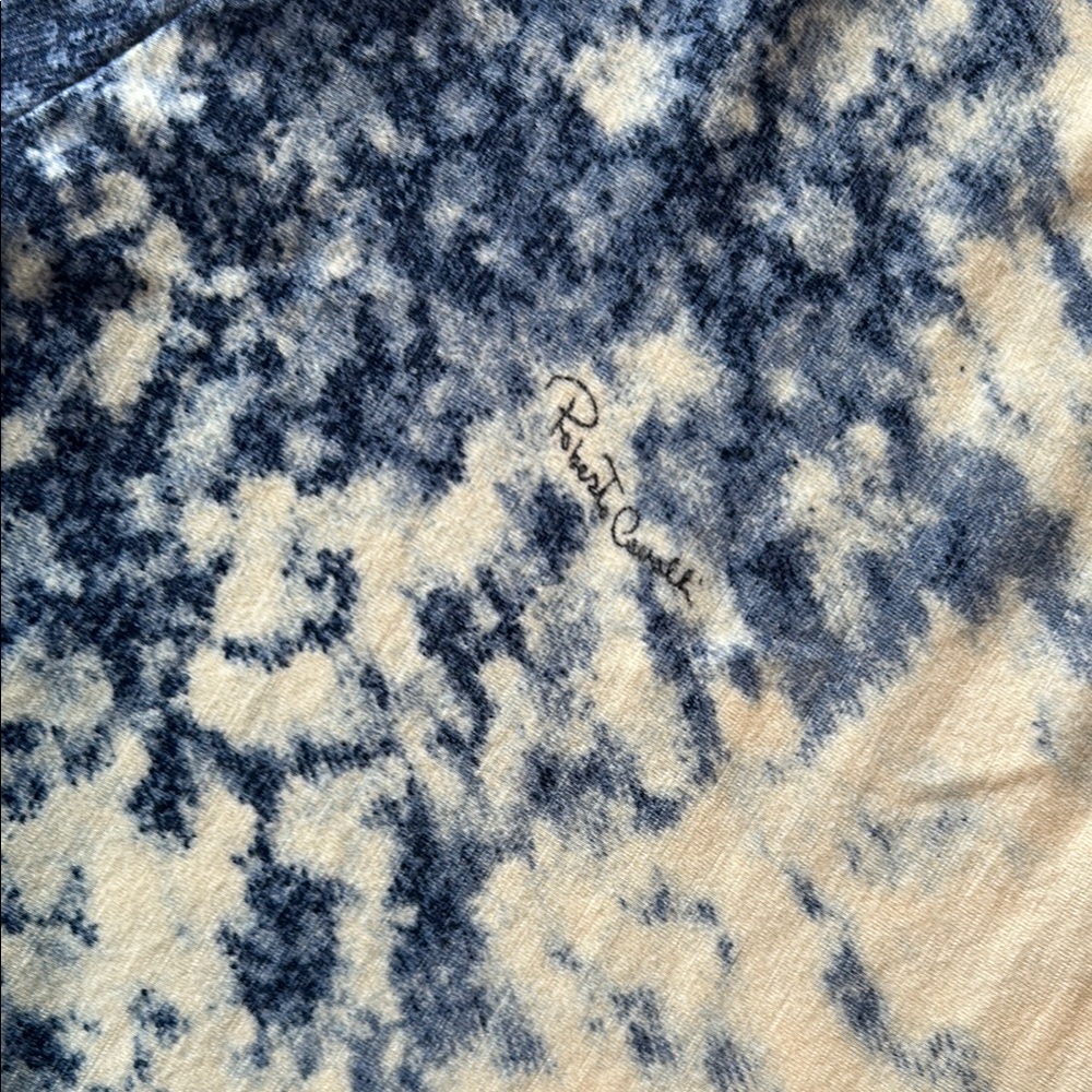 Roberto Cavalli, vintage Stylish Blue and Cream Women's Top - Picture 10 of 15